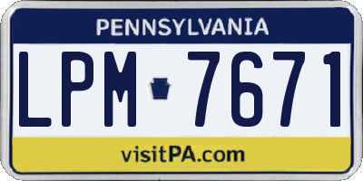 PA license plate LPM7671