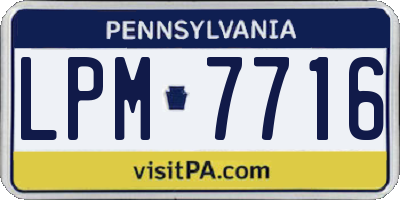 PA license plate LPM7716