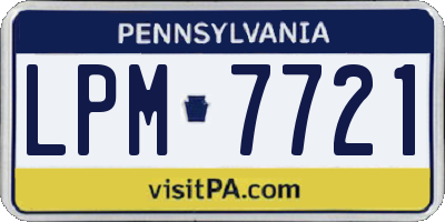 PA license plate LPM7721
