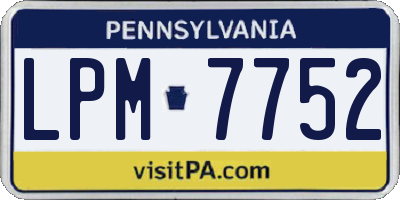 PA license plate LPM7752