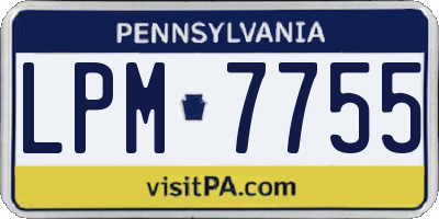 PA license plate LPM7755