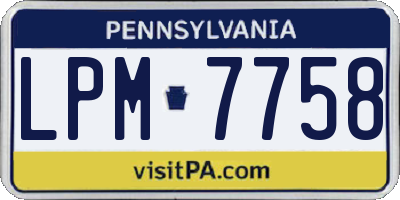 PA license plate LPM7758
