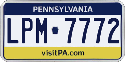 PA license plate LPM7772
