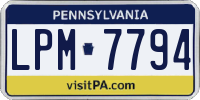 PA license plate LPM7794