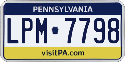PA license plate LPM7798