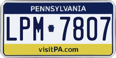 PA license plate LPM7807