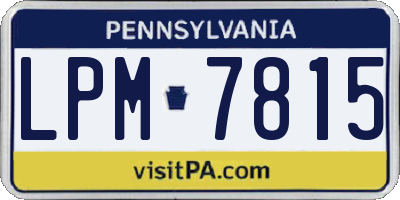 PA license plate LPM7815