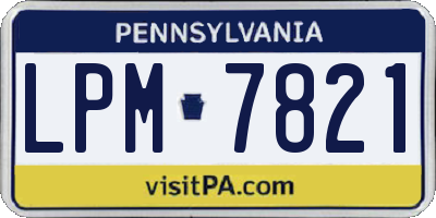 PA license plate LPM7821