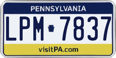 PA license plate LPM7837