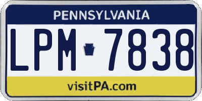 PA license plate LPM7838