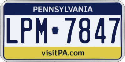 PA license plate LPM7847