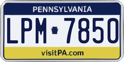 PA license plate LPM7850