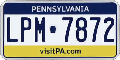 PA license plate LPM7872