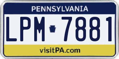 PA license plate LPM7881