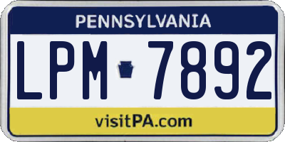 PA license plate LPM7892