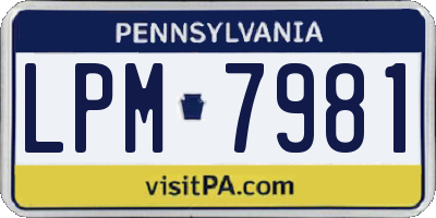 PA license plate LPM7981