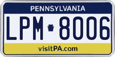 PA license plate LPM8006