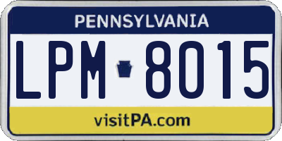 PA license plate LPM8015