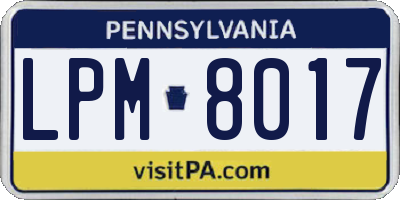 PA license plate LPM8017