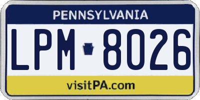PA license plate LPM8026