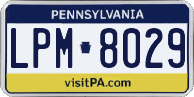 PA license plate LPM8029