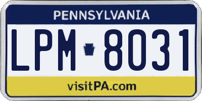 PA license plate LPM8031