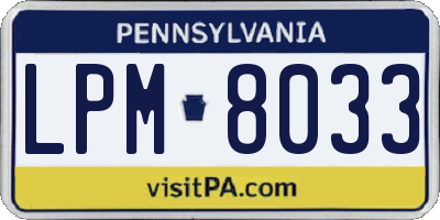 PA license plate LPM8033