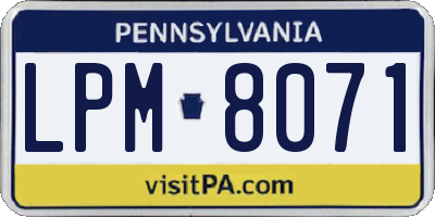 PA license plate LPM8071