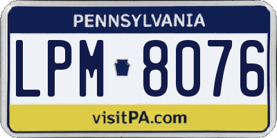 PA license plate LPM8076