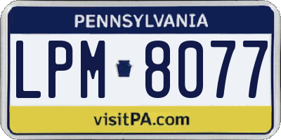 PA license plate LPM8077