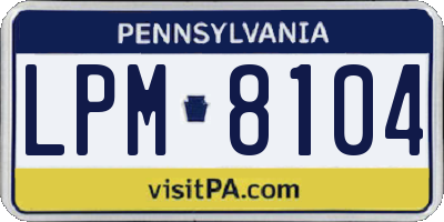 PA license plate LPM8104