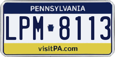 PA license plate LPM8113