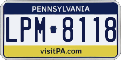 PA license plate LPM8118