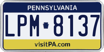 PA license plate LPM8137