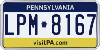 PA license plate LPM8167