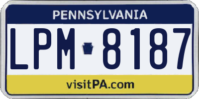PA license plate LPM8187