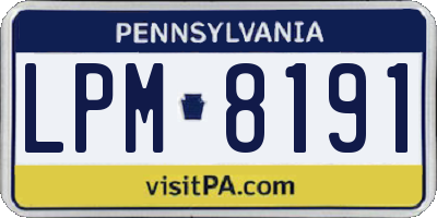 PA license plate LPM8191