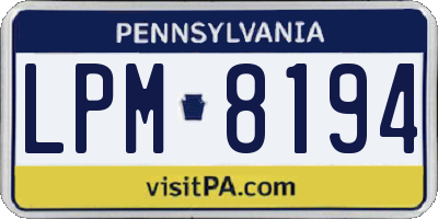 PA license plate LPM8194
