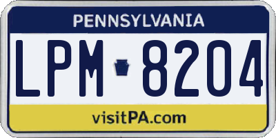 PA license plate LPM8204