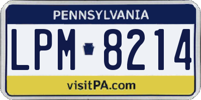 PA license plate LPM8214