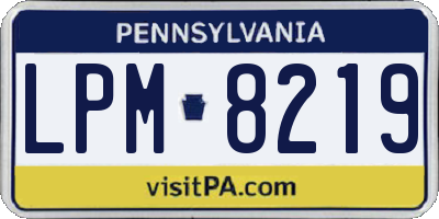 PA license plate LPM8219