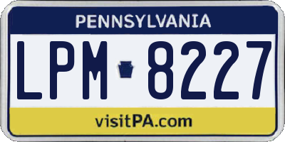 PA license plate LPM8227