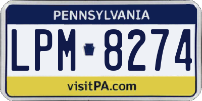 PA license plate LPM8274