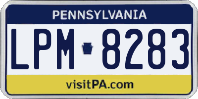 PA license plate LPM8283