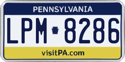 PA license plate LPM8286