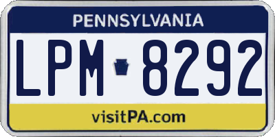 PA license plate LPM8292