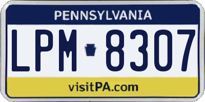 PA license plate LPM8307