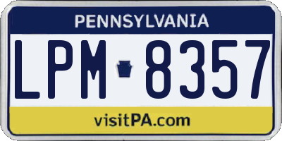 PA license plate LPM8357