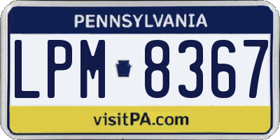 PA license plate LPM8367
