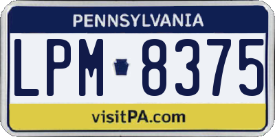 PA license plate LPM8375